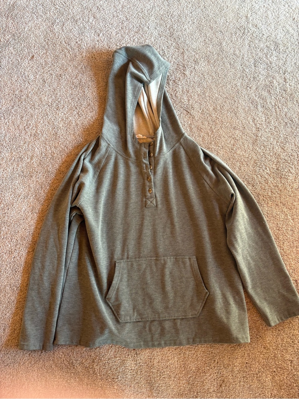 Olive Green Hooded Pullover Sweater